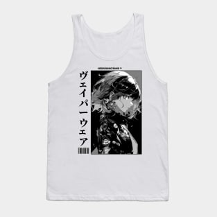 Black and White Japanese Anime and Manga Streetwear Kawaii Waifu Girl Tank Top